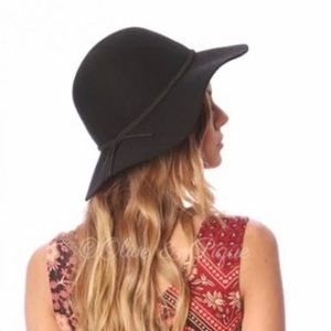 Olivia Wool felt floppy hat w/braided suede detail